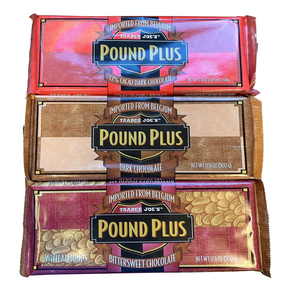 Trader Joe's Belgian Dark Chocolate Bars Giant Bundle of 3 Flavors 1 Pound Plus Each