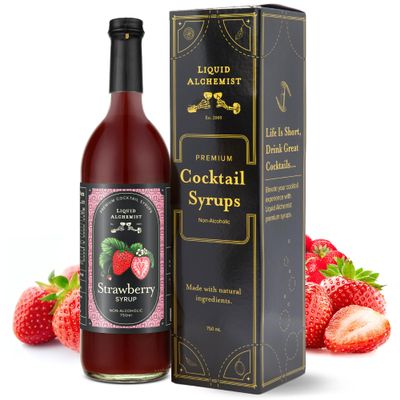 Liquid Alchemist Strawberry Syrup for Drinks - Real Ingredients Make our Strawberry Puree for Drinks a Perfect Margarita Mix - Our Flavored Syrup is Gluten & Dairy Free (25.4 oz)