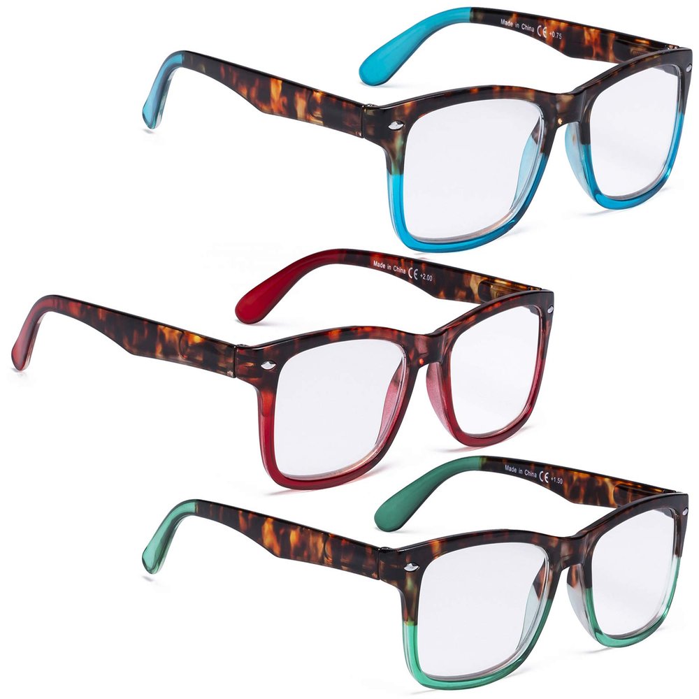 LUR Reading Glasses for Women 3 pack Ladies Comfort Reader +3.50