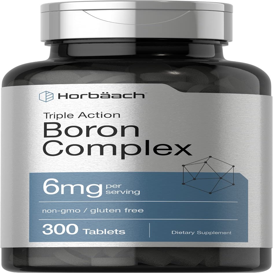 Horbach Triple Boron Complex 6 mg Supplement | 300 Tablets | for Men and Women | Vegetarian, Non-GMO & Gluten Free | Triple Action Boron Citrate, Boron Glycinate, Boron Asparate