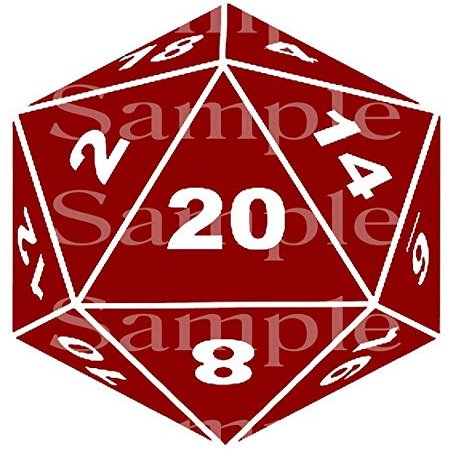 1/2 Sheet - Dark Red D20 Dice Birthday - D24535 - 2D Edible Cake Cupcake Party Topper