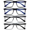 OPULIZE INK Reading Glasses - Value 4 Pack - Large Rectangular Frame - Spring Hinges - Scratch Resistant - Black Grey - Mens Womens +2.50 view 1