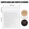 YunKo 200PACK Self Sealing Cellophane Bags Clear Cookie Bags for Gift Giving Treat bag for Packaging Cookies, Candy, Gifts(White Polka Dot, 5.5x5.5Inches) view 3