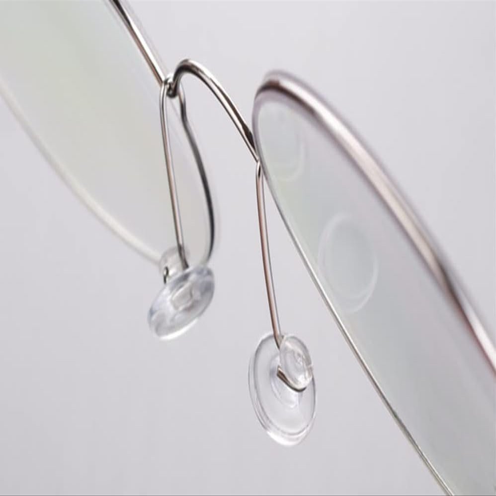 Push-in Eyeglass Nose Pads,BEHLINE 5 Pairs Glasses Nose Piece Replacement for Frame,for Rimless/Frameless Eyewear Frame,Soft Silicone Nose Guards Anti-Slip Nose Bridge Pads 9mm(Round,Clear)