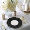 10.7" Black/Gold Flower Dinner Plates /20Pk view 4