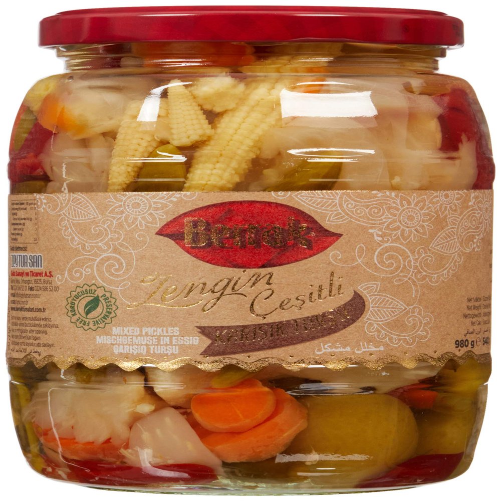 Berrak Rich Mixed Pickles 1000gr glass (Made in Turkey)