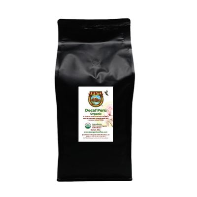 Low Acid Organic Coffee  Whole Bean, Mold-Free & Stomach Friendly by Java Planet, Peruvian Single Origin Decaf Coffee, Water Process, Medium Dark Roast, Smooth Full Flavored, 5LB Bag