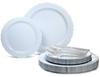 OCCASIONS 360 Pcs set (60 guest) Wedding Disposable Plastic Plate and Silverware Combo 10" + 7.5" + Silverware (Double Fork) (Verona in Blue, Silver Silverware) view 1