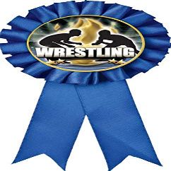 Crown Awards Wrestling Blue Rosette Ribbon, Titan Series Wrestling Trophy Ribbon Award Prize, 5 Pack Prime