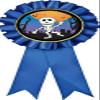Crown Awards Skeleton Blue Rosette Ribbon, Halloween Skeleton Trophy Ribbon Award Prize, 1 Pack view 1