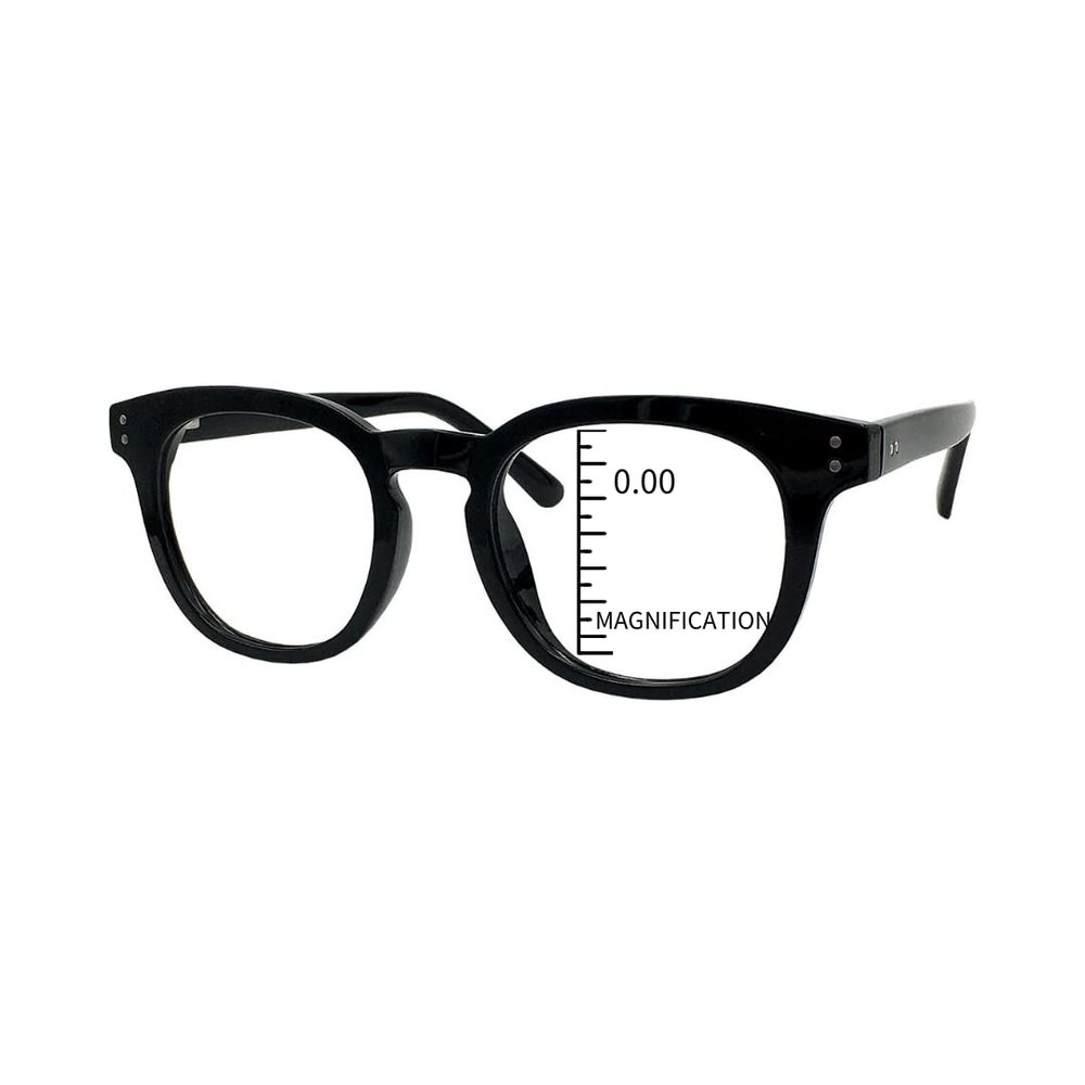 ProEyes Dylan, Progressive Blue Light Blocking Readers, 0 Strength on Top Lens, Spring Hinge (Black, 1.75 x)