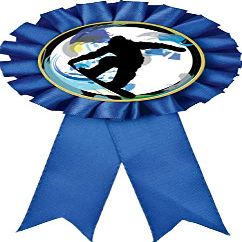 Crown Awards Snowboarding Blue Rosette Ribbon, Snowboard Trophy Ribbon Award Prize, 1 Pack