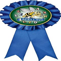 Crown Awards Spelling Blue Rosette Ribbon, Kids Spelling Bee Trophy Ribbon Award Prize, 10 Pack
