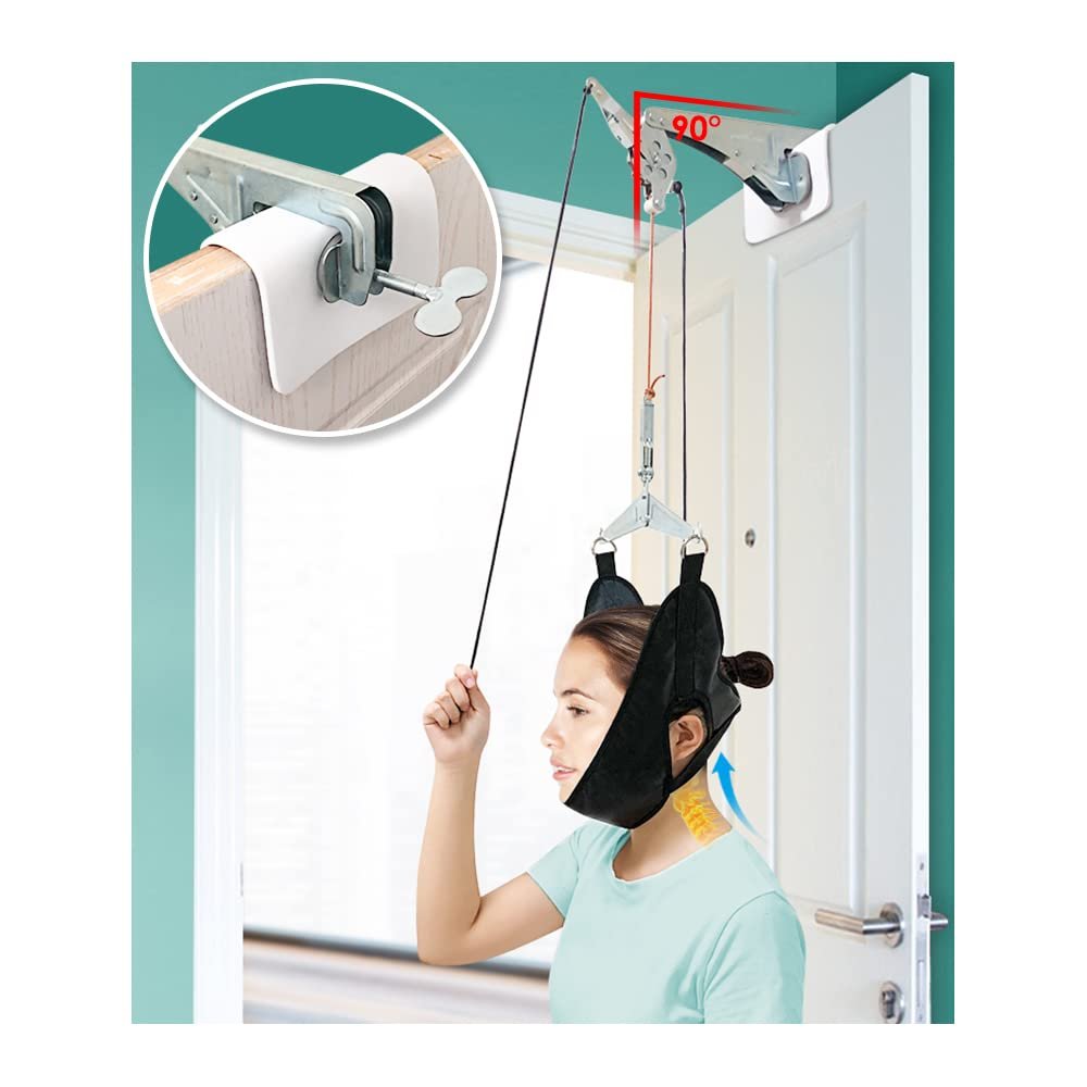Over Door Neck Traction Device Cervical Pain Relief Neck Stretcher Decompression Devices for Home Use Physical Therapy Aids Hanging Head Hammock Traction Harness
