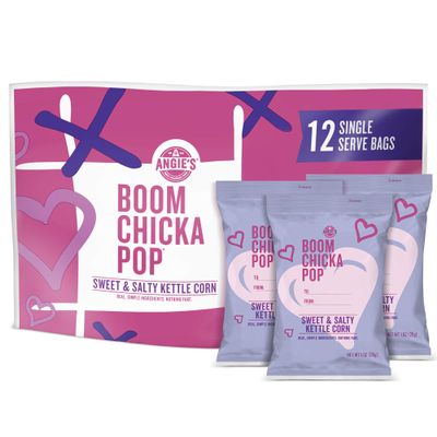 Angie's BOOMCHICKAPOP Sweet & Salty Kettle Corn Popcorn Valentines, 1 Ounce (Pack of 12)