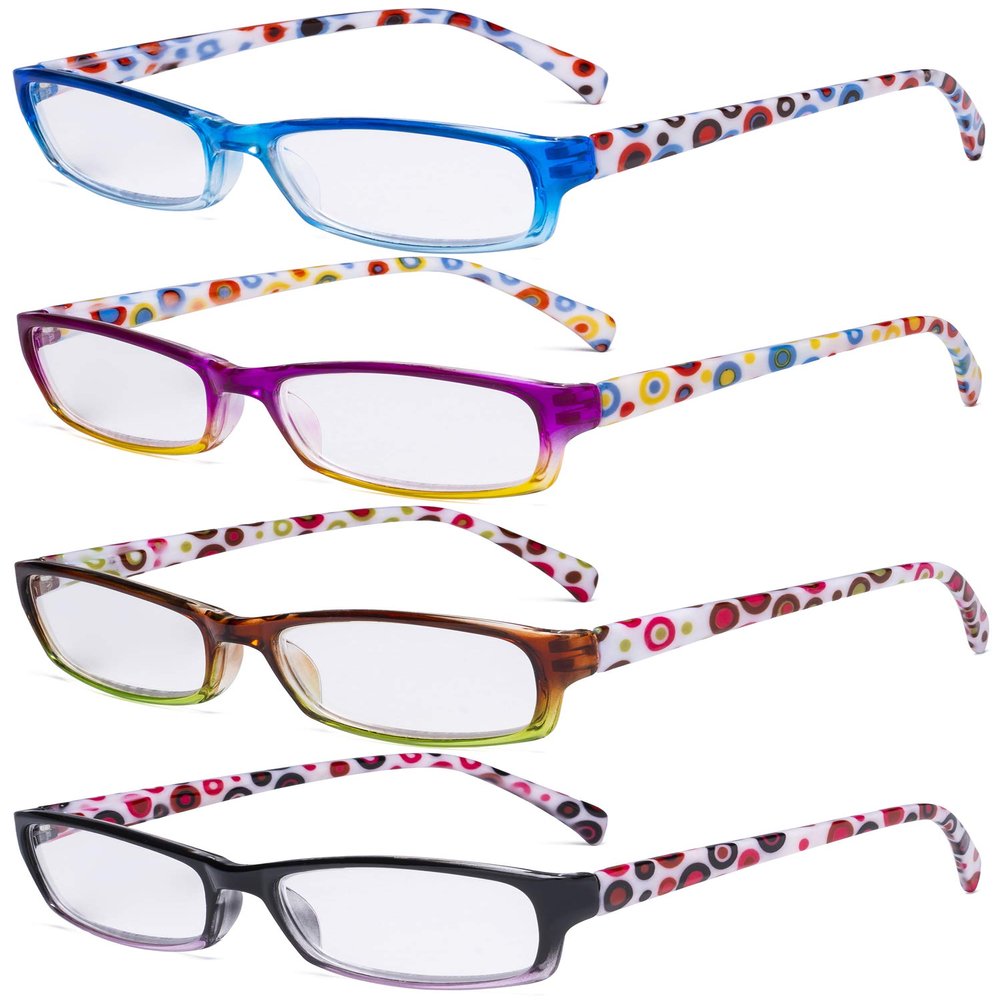 Eyekepper 4 Pack Ladies Reading Glasses - Polka Dots Fashion Readers for Women Reading +4.00