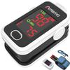 Amemo Pulse oximeter with alarm function, OLED display oxygen monitor fingertip, Blood oxygen saturation monitor (SpO2) with Carrying case, Silicone cover, Batteries and Lanyard view 1