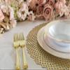 " OCCASIONS " 60 Plates Pack, Disposable Wedding Party Plastic Plates (10.25'' Dinner Plate, Scalloped in White/Blush & Gold) view 3