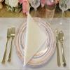 " OCCASIONS " 60 Plates Pack, Disposable Wedding Party Plastic Plates (10.25'' Dinner Plate, Scalloped in White/Blush & Gold) view 4