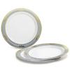 " OCCASIONS " 60 Plates Pack, Disposable Wedding Party Plastic Plates (10.25'' Dinner Plate, Scalloped in White/Blue & Gold) view 1