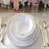 " OCCASIONS " 60 Plates Pack, Disposable Wedding Party Plastic Plates (10.25'' Dinner Plate, Scalloped in White/Blue & Gold) view 2