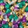 170ct Mardi Gras Stickered Chocolate Kisses in Purple, Green & Gold Foils Festive Wrapped Chocolates for Party Favors, Candy Buffets, Parades & Celebrations view 2