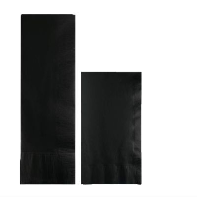 Converting Paper Bulk Party Napkin Bundle, 100 Black Dinner and 200 Black Beverage/Cocktail Paper Napkins, Box of 300 Napkins
