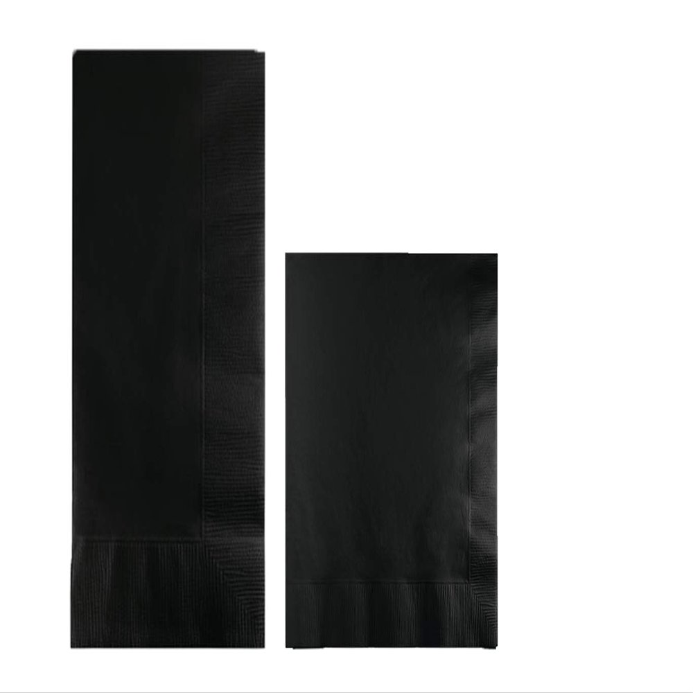 Converting Paper Bulk Party Napkin Bundle, 100 Black Dinner and 200 Black Beverage/Cocktail Paper Napkins, Box of 300 Napkins