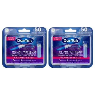 DenTek Instant Oral Pain Relief Maximum Strength Kit for Toothaches, 50-Count per Pack (2-Pack)