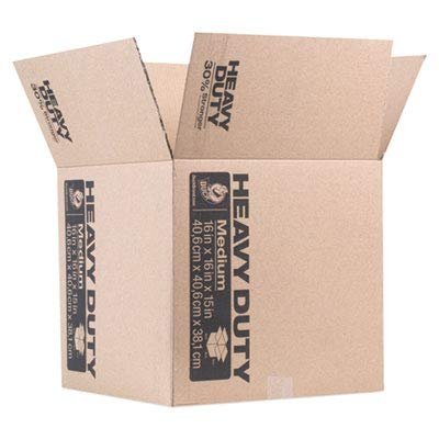 Heavy-Duty Moving/Storage Boxes, 16l x 16w x 15h, Brown (5 Pack)