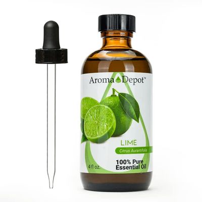4 fl oz. Lime Essential Oil with Dropper 100% Pure Natural, Therapeutic Grade. Ideal for Aromatherapy, Oil Diffuser, & Perfect for Cleaning. Cold Pressed from Fresh Lime Peel. (120ml)
