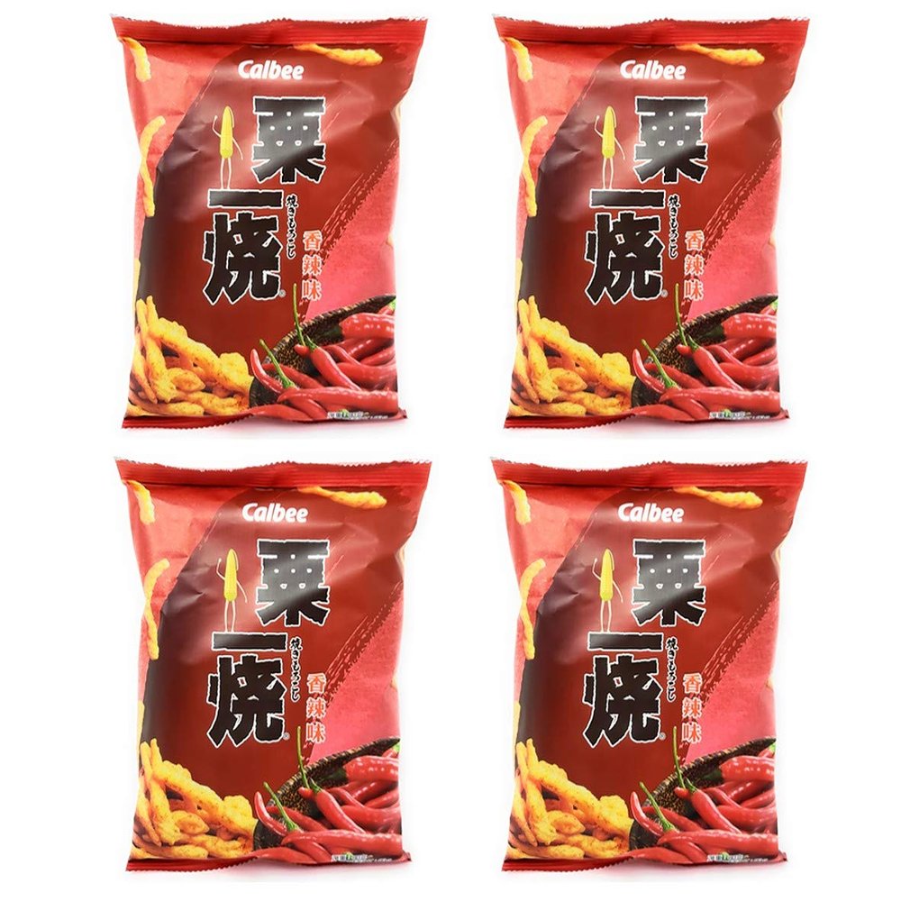 Calbee Grill-A-Corn Hot & Spicy Flavored Chips (4 Pack, Total of 320g)
