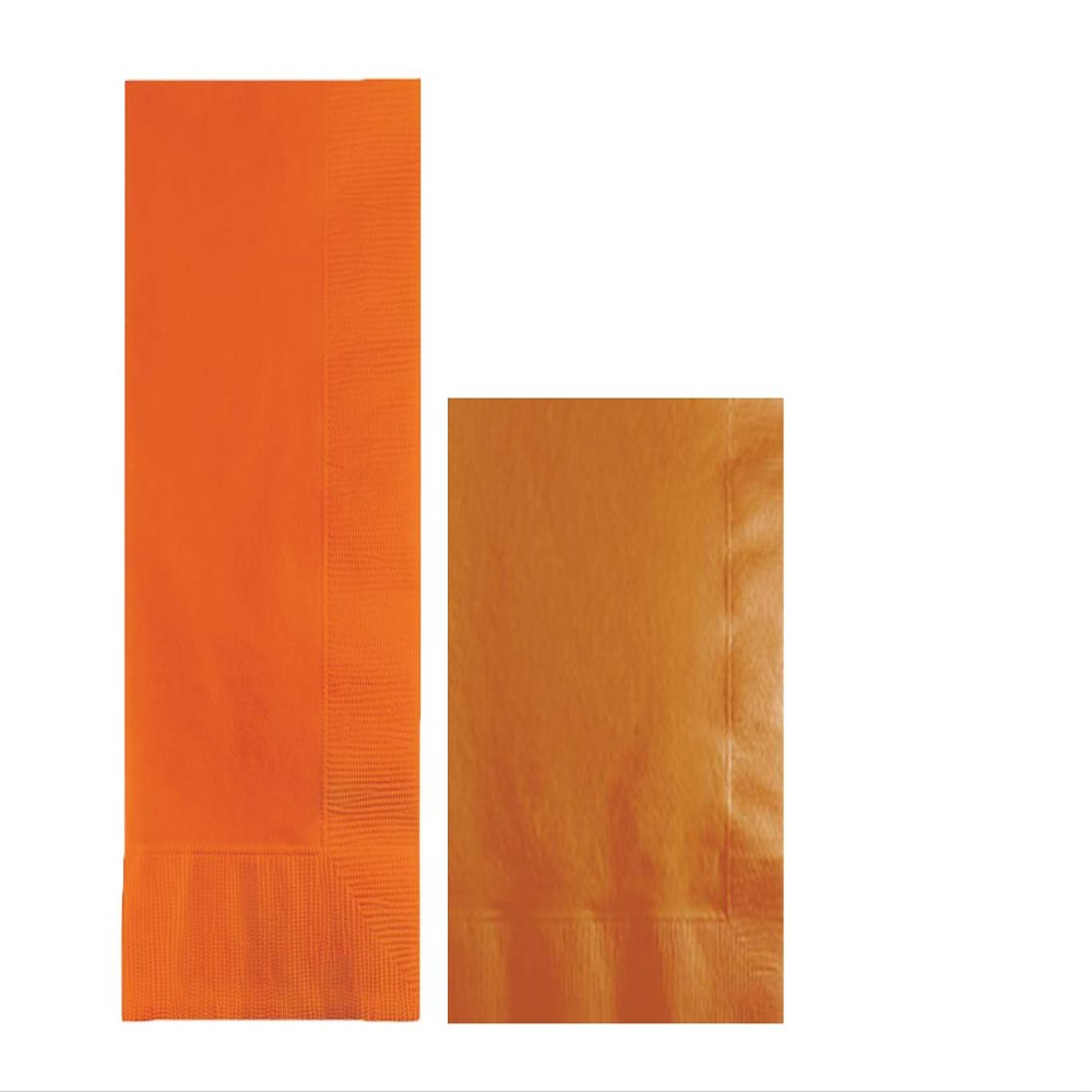 Converting Paper Bulk Party Napkin Bundle, 100 Sunkiss Orange Dinner and 200 Pumpkin Spice Beverage/Cocktail Paper Napkins, Box of 300 Napkins