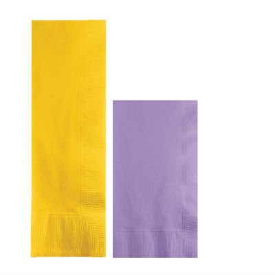 Converting Paper Bulk Party Napkin Bundle, 100 School Bus Yellow Dinner and 200 Lavender Beverage/Cocktail Paper Napkins, Box of 300 Napkins