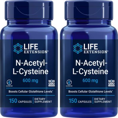 Life Extension N-Acetyl-L-Cysteine (NAC) 600mg, 150 Capsules (Pack of 2)