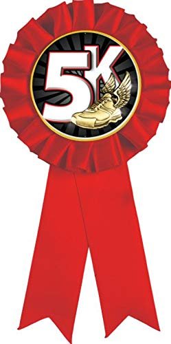 Crown Awards 5K Race Red Rosette Ribbon, 5K Trophy Ribbon Award Prize, 10 Pack