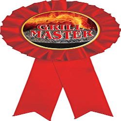 Crown Awards Grill Master Red Rosette Ribbon, Grilling Competition Trophy Ribbon Award Prize, 100 Pack
