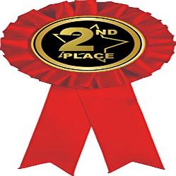 Crown Awards 2nd Place Red Rosette Ribbon, Second Place Trophy Ribbon Award Prize, 100 Pack