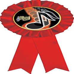 Crown Awards Music Note Red Rosette Ribbon, Musical Trophy Ribbon Award Prize, 10 Pack