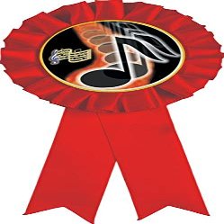 Crown Awards Music Note Red Rosette Ribbon, Musical Trophy Ribbon Award Prize, 10 Pack