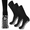3 Pairs of Non-Skid Diabetic Crew Socks, Non Binding Top Therapeutic Cotton Gripper Socks (Black, Size: 9-11) view 1
