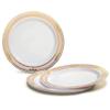 " OCCASIONS " 150pcs set (25 Guests)-Wedding Plastic Plates & cutlery -Disposable Dinnerware 10.25'', 7.5'' + Silverware w/double fork (Scalloped in White/Blush & Gold) view 2