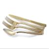 " OCCASIONS " 150pcs set (25 Guests)-Wedding Plastic Plates & cutlery -Disposable Dinnerware 10.25'', 7.5'' + Silverware w/double fork (Scalloped in White/Blush & Gold) view 3