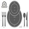 " OCCASIONS " 150pcs set (25 Guests)-Wedding Plastic Plates & cutlery -Disposable Dinnerware 10.25'', 7.5'' + Silverware w/double fork (Scalloped in White/Blush & Gold) view 4