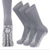 3 Pairs of Non-Skid Diabetic Crew Socks, Non Binding Top Therapeutic Cotton Gripper Socks (Grey, Size: 10-13) view 1