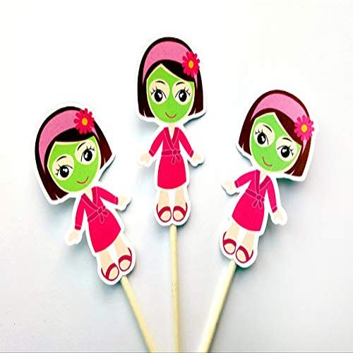 12 Count - SPA GIRL CUPCAKE TOPPERS, SPA BIRTHDAY PARTY, SPA PARTY, SPA GIRL CUPCAKE TOPPERS