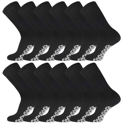 12 Pairs of Non-Skid Diabetic Crew Socks, Non Binding Top Therapeutic Cotton Gripper Socks (Black, Size: 9-11)