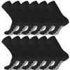 12 Pairs of Non-Skid Diabetic Crew Socks, Non Binding Top Therapeutic Cotton Gripper Socks (Black, Size: 9-11) view 1