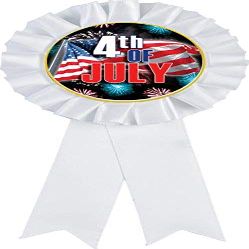 Crown Awards 4th of July White Rosette Ribbon Award, Fourth of July Trophy Ribbon Prize, 5 Pack Prime