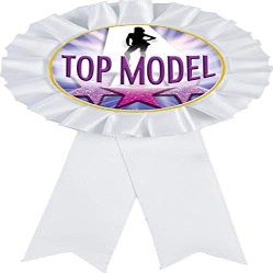 Crown Awards Beauty White Rosette Ribbon Award, Beauty Top Model Trophy Ribbon Prize, 50 Pack Prime